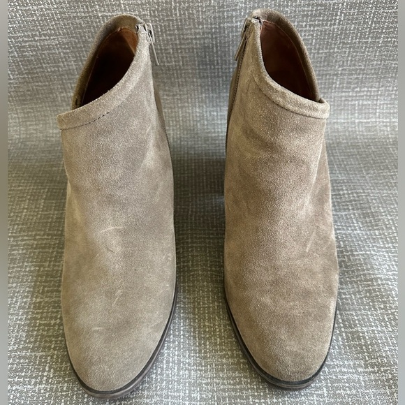 Lucky Brand Shoes - Lucky Brand Womens Salza Brown Tan Leather suede Block Heel Booties 9 Medium